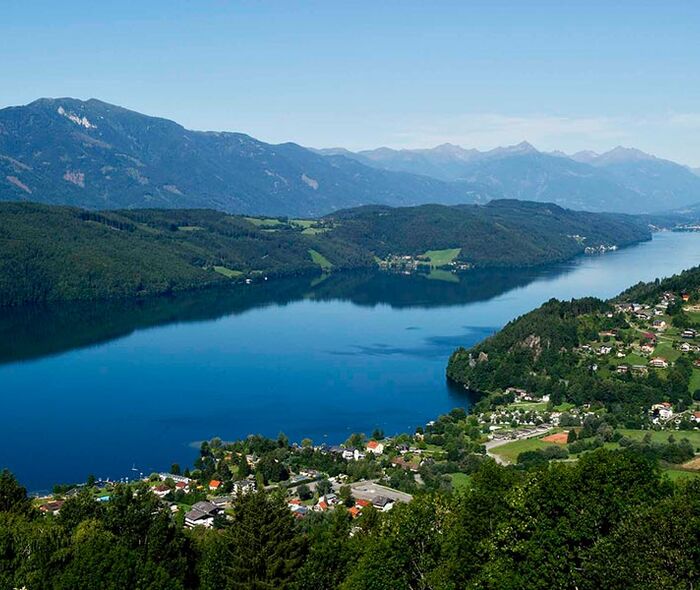 A bird's eye view of the holiday town of Millstatt