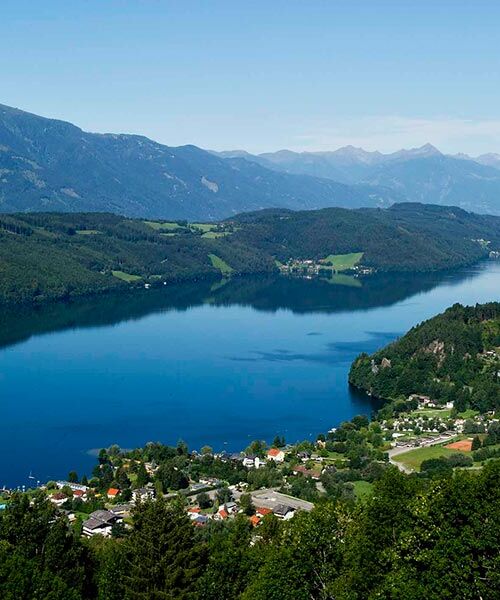 A bird's eye view of the holiday town of Millstatt